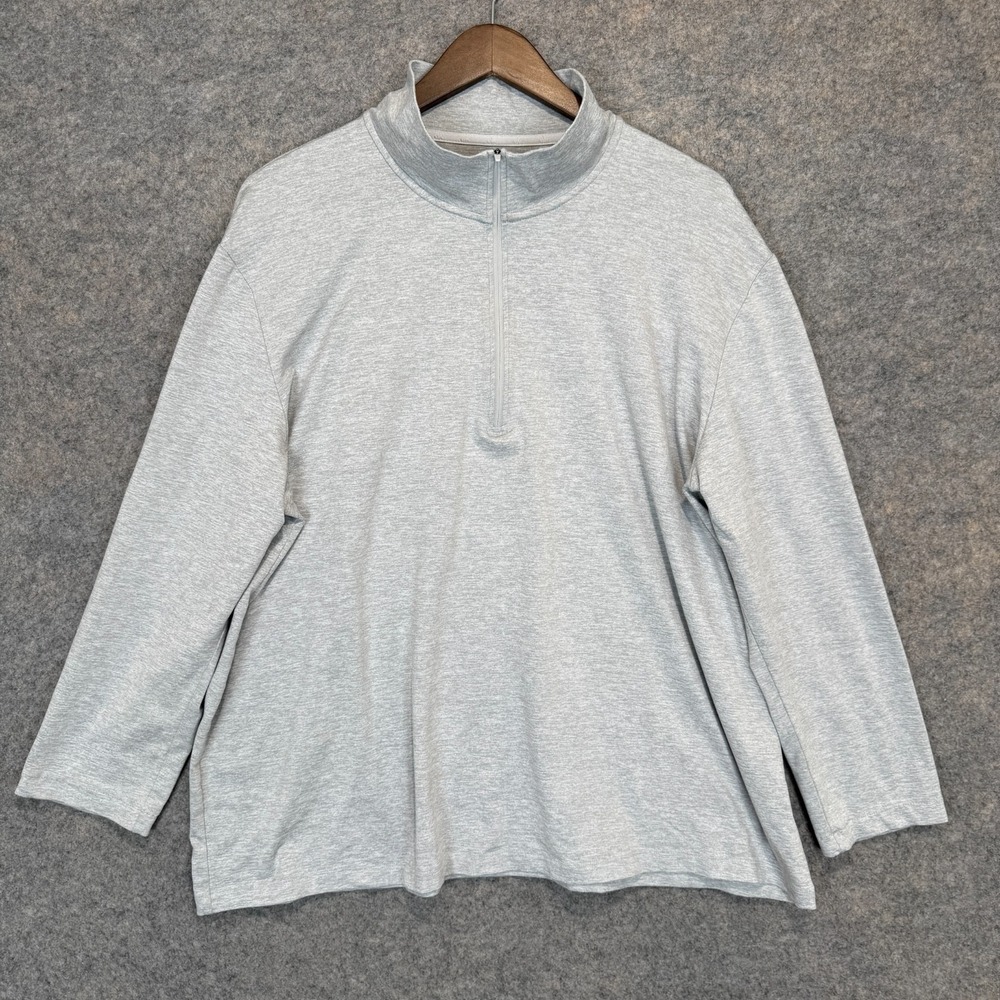 ALO Yoga Conquer 1/4 Zip Reform Pullover Mens 2XL Long Sleeve Logo Soft Gray